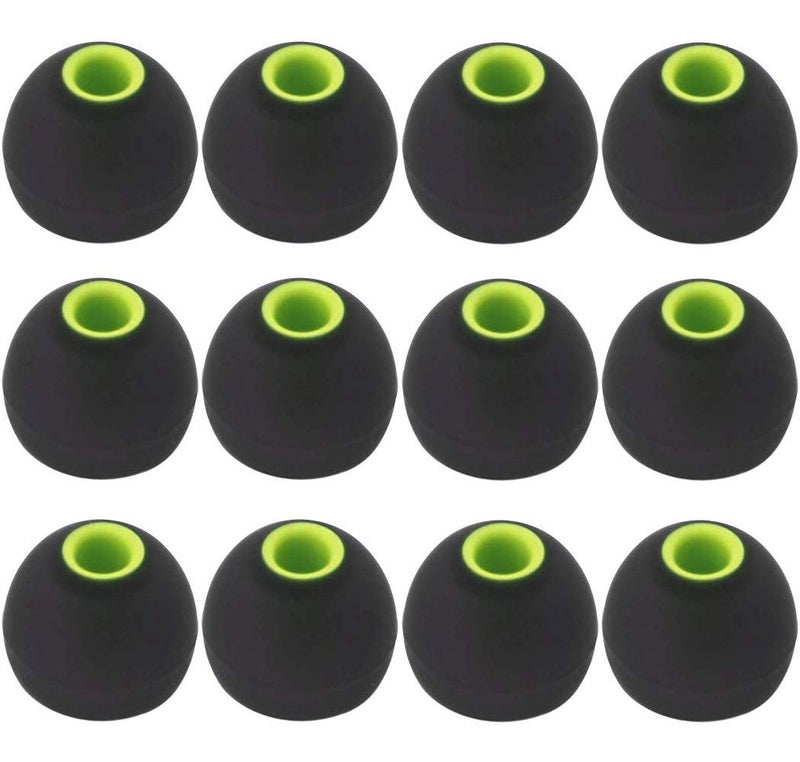 BLLQ 12PCS Large Size Replacement Eartips Eargels Earpads Ear Tips Gels Bud for Powerbeats Pro, BeatsX, Senso, TOZO, Sony & Other Inner Hole 3.8mm Earbud in-Ear Headphones,Black-Green,L - Image 1